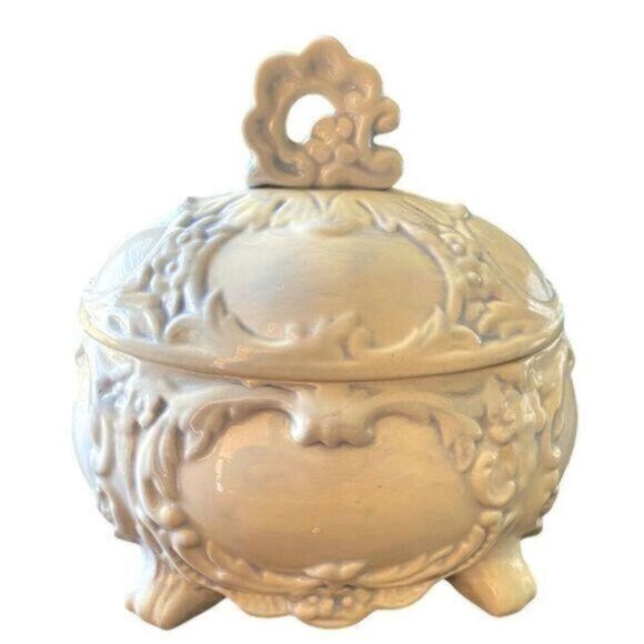 Handmade Porcelain White Wash Trinket Dish/Candy Dish - made in 1978 - Picture 1 of 7